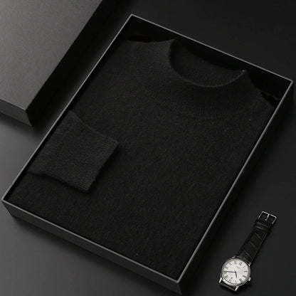 Jersey de Cachemir 100% para Hombre – Cuello Medio Alto, Tejido Fino y Estilo Casual Premium