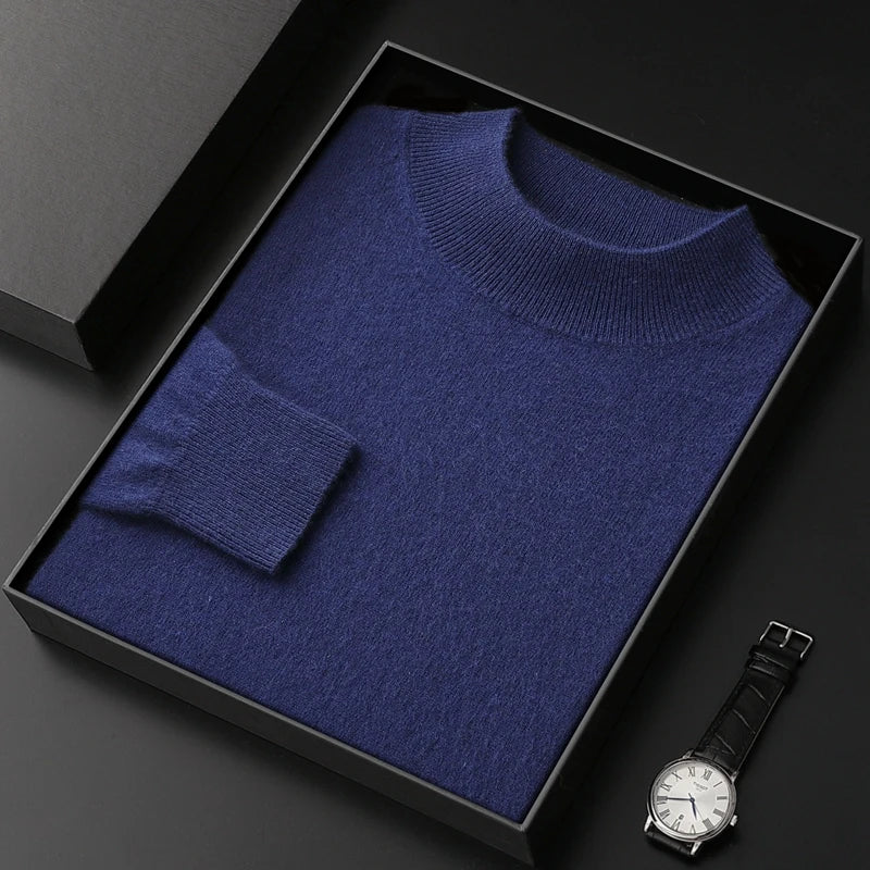 Jersey de Cachemir 100% para Hombre – Cuello Medio Alto, Tejido Fino y Estilo Casual Premium