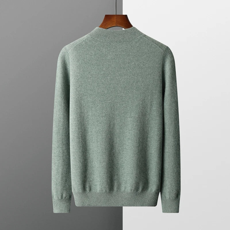 Jersey de Cachemir 100% para Hombre – Cuello Medio Alto, Tejido Fino y Estilo Casual Premium