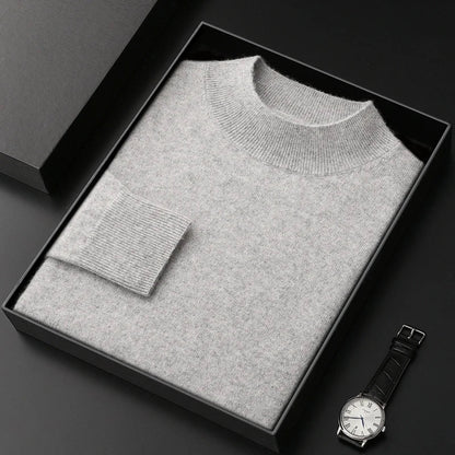 Jersey de Cachemir 100% para Hombre – Cuello Medio Alto, Tejido Fino y Estilo Casual Premium