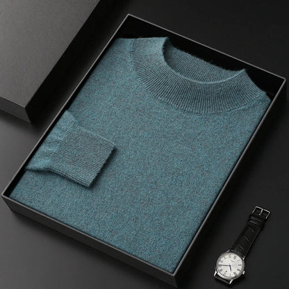 Jersey de Cachemir 100% para Hombre – Cuello Medio Alto, Tejido Fino y Estilo Casual Premium