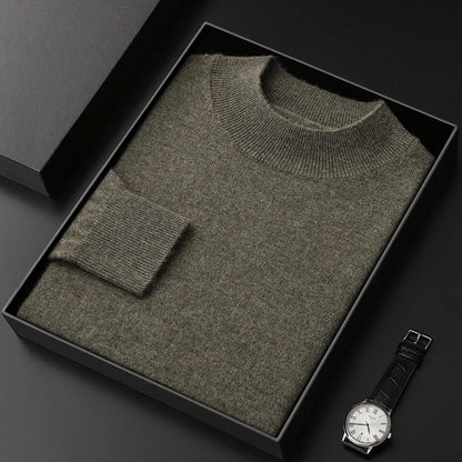 Jersey de Cachemir 100% para Hombre – Cuello Medio Alto, Tejido Fino y Estilo Casual Premium