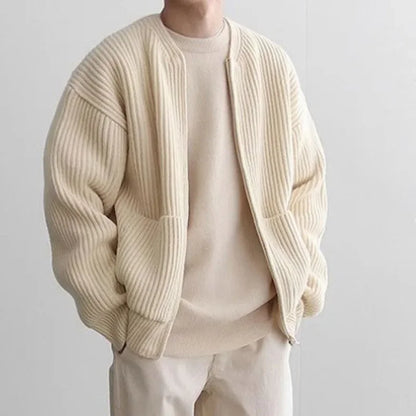 Cárdigan Slim para Hombre con Cremallera – Estilo Otoño/Invierno