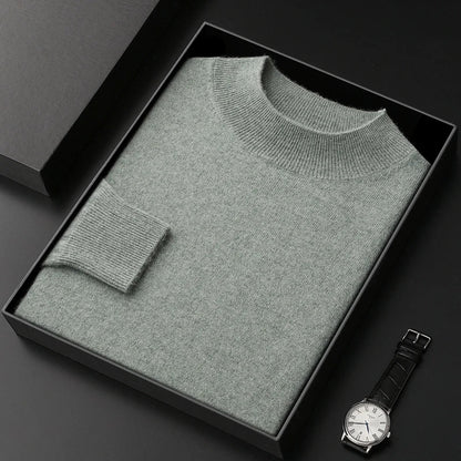 Jersey de Cachemir 100% para Hombre – Cuello Medio Alto, Tejido Fino y Estilo Casual Premium