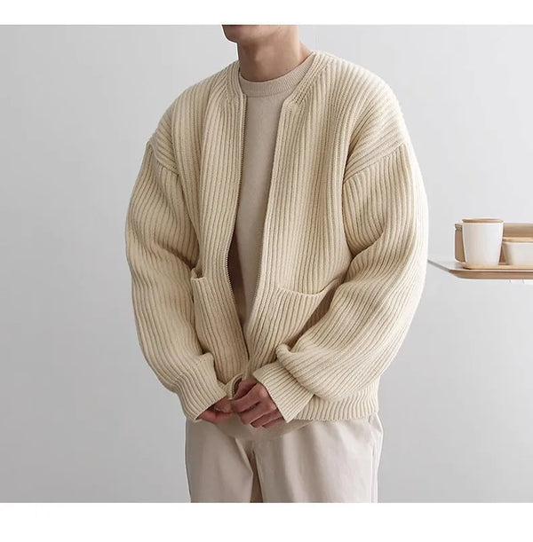 Cárdigan Slim para Hombre con Cremallera – Estilo Otoño/Invierno