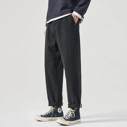 Pantalón Casual Hombre Slim Recto – Cintura Elástica y Corte Tapered de Otoño
